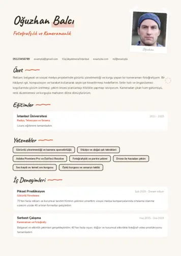 Muhabir ve Kameraman Cv Örnekleri cv indir